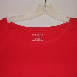 Lane Bryant New Women's Plus 26/28 Solid Red Top T Shirt Long Sleeve Crew Neck